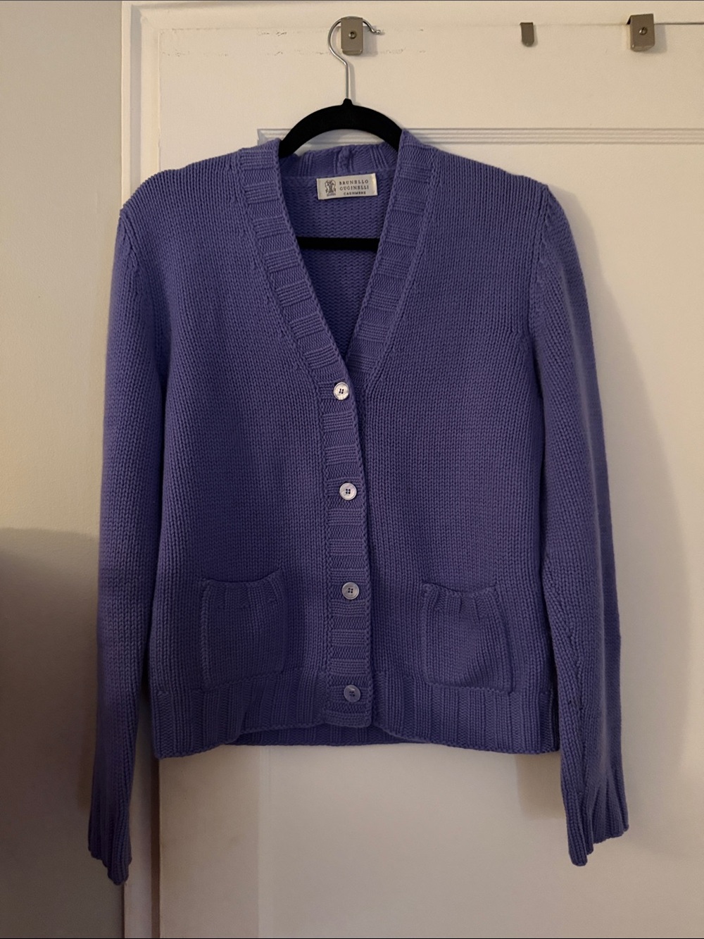Brunello Cucinelli Lavender Cashmere Button-Front Cardigan - Picture 3 of 4